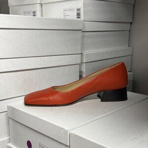 Brand New: Orange Leather Chunky Heels